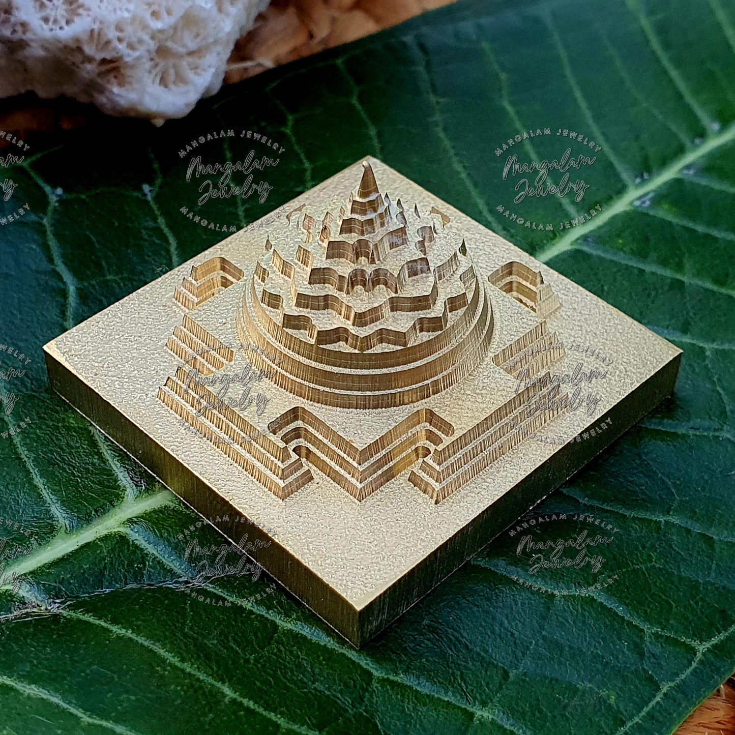 Akhand Meru Shree Yantra in Brass, Shri Yantra, Shri Chakra Yantra, Single piece Maha Meru Sri Yantra - Vastu, Prosperity & Abundance