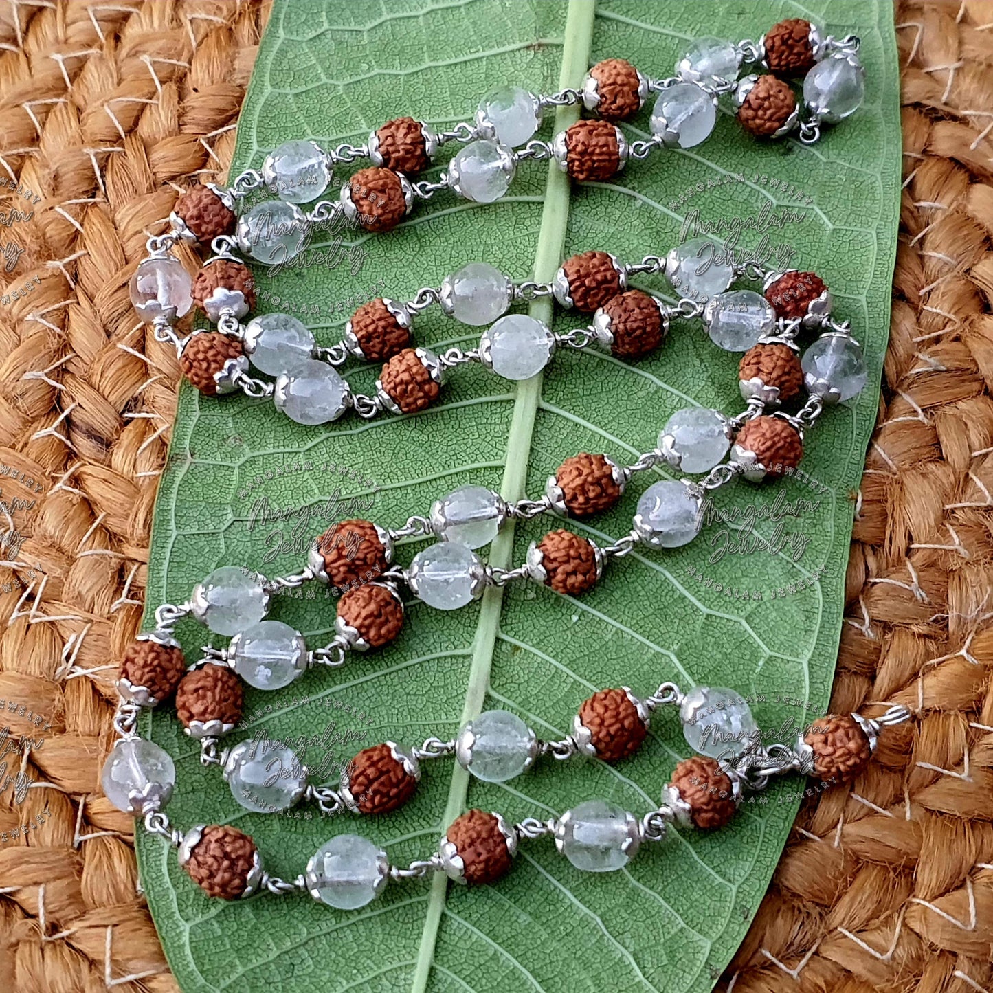 Rudraksha Sphatik Mala - For Planet Venus, Rudraksha Sphatik Japa Mala Rosary, Yoga Gifts