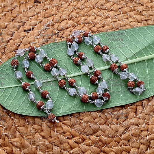 Rudraksha Sphatik Mala - For Planet Venus, Rudraksha Sphatik Japa Mala Rosary, Yoga Gifts