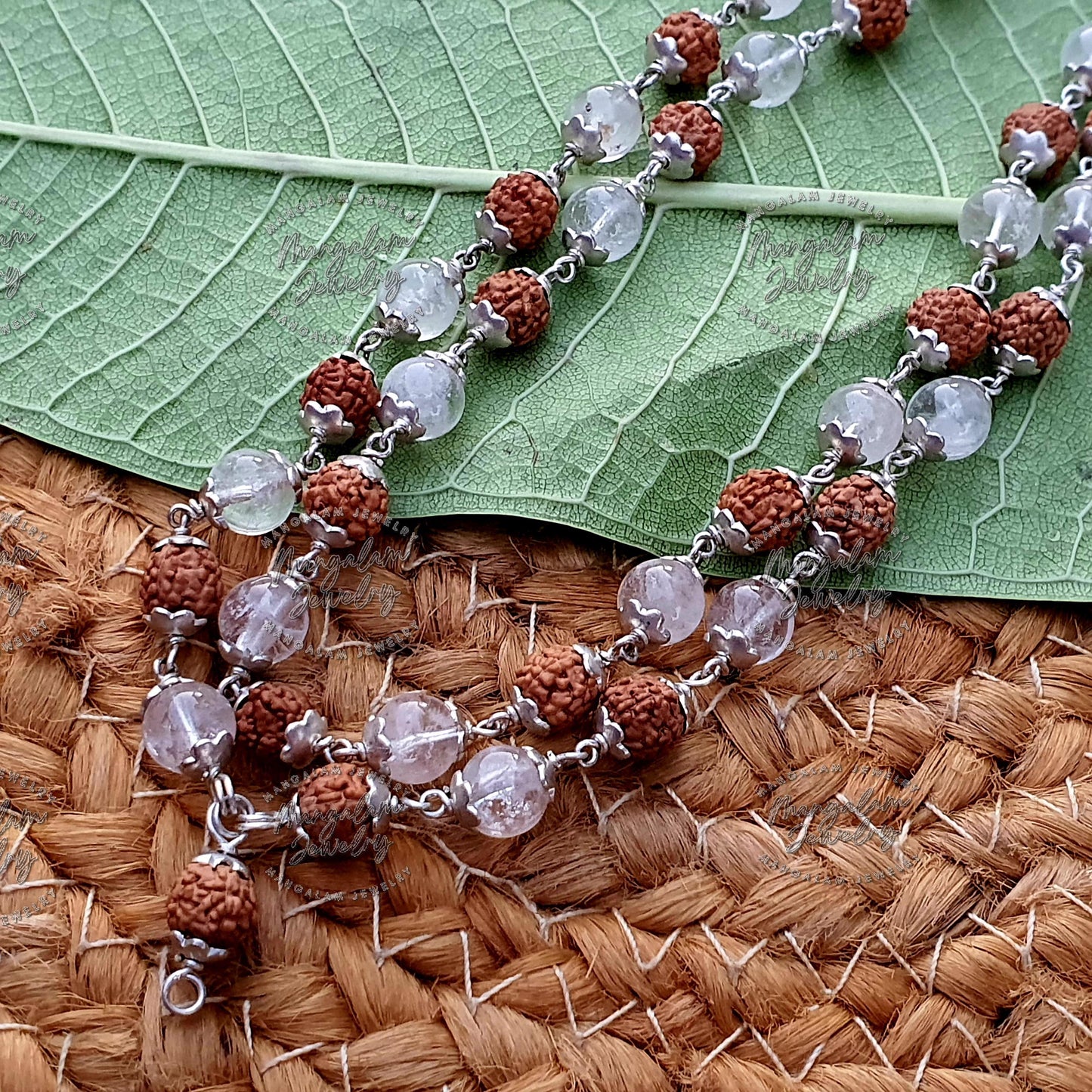 Rudraksha Sphatik Mala - For Planet Venus, Rudraksha Sphatik Japa Mala Rosary, Yoga Gifts