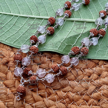 Rudraksha Sphatik Mala - For Planet Venus, Rudraksha Sphatik Japa Mala Rosary, Yoga Gifts