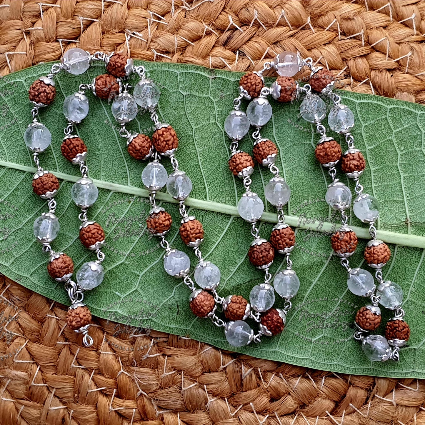 Rudraksha Sphatik Mala - For Planet Venus, Rudraksha Sphatik Japa Mala Rosary, Yoga Gifts