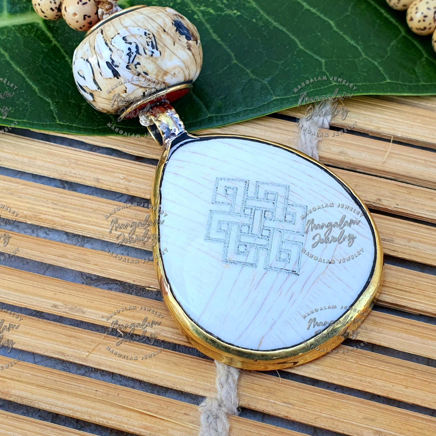 Lotus Seed Endless Knot Conch Mala, Tibetan 108 Bead from Nepal, Buddhist Meditation Mala, Japa Mala, Nepali Lotus Seed Handmade Necklace.