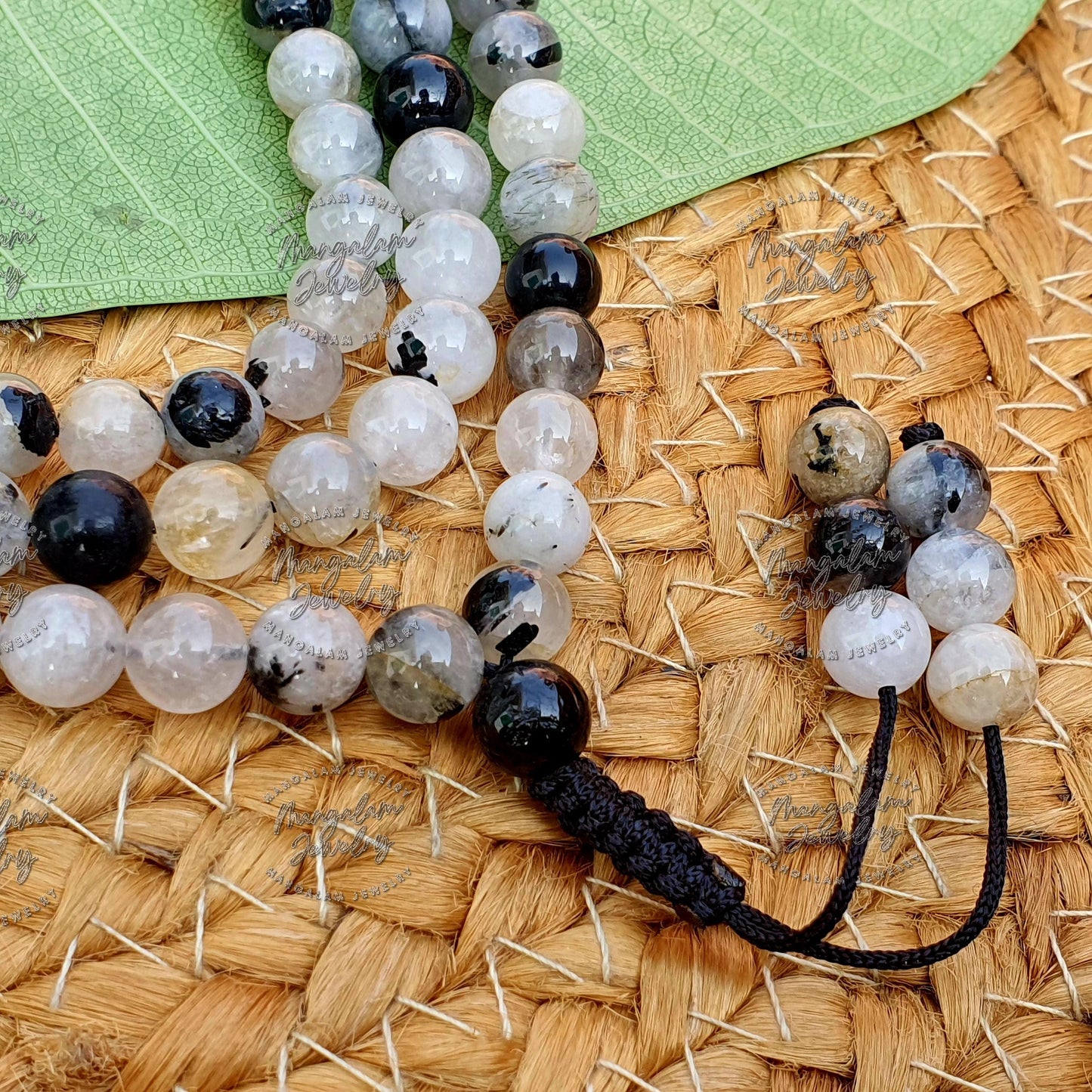 Black Rutile Quartz Tibetan Necklace, Black Rutile Quartz Mala, Statement Necklace, Yoga Gifts