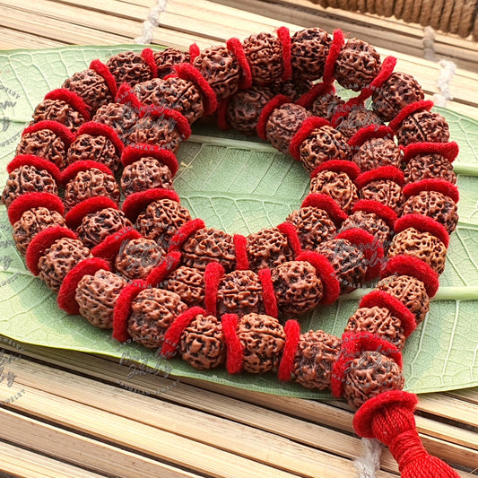 Nepali 4 Mukhi Rudraksha Kantha 54 Beads Mala Necklace, Large Rudraksha Seed Beads, Rudraksha Kantha Mala, Seed Prayer Mala, Spiritual Gifts