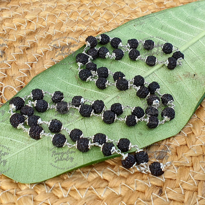Black Rudraksha Mala - Rudraksha Necklace , Silver Rudraksha Mala Mala Rosary, Yoga Gifts