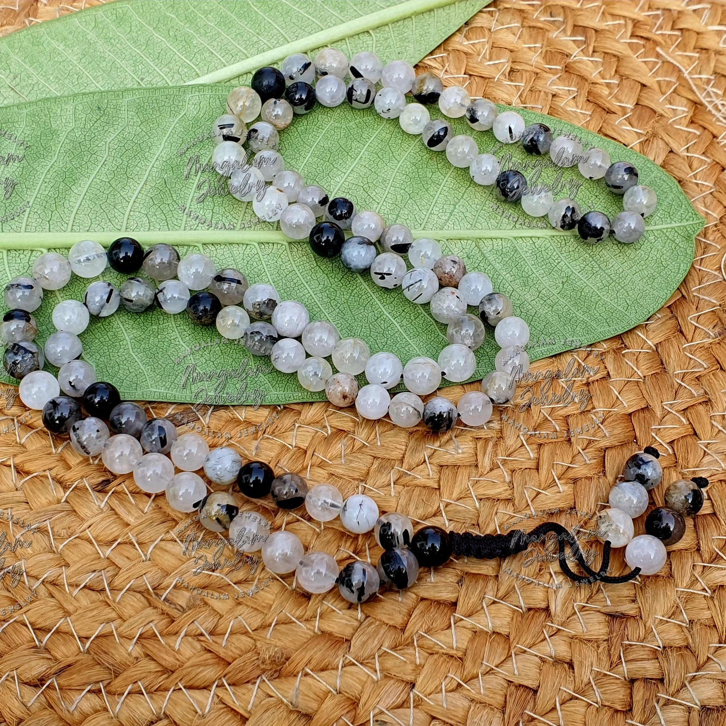 Black Rutile Quartz Tibetan Necklace, Black Rutile Quartz Mala, Statement Necklace, Yoga Gifts