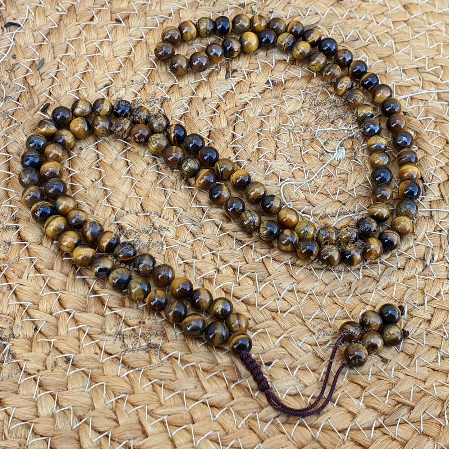 Tigers Eye 108 Mala Necklace 8mm Knotted Tigers Eye Necklace, Gemstone Japa Mala Beads, Protection Necklace, Tigers Eye Crystal Necklace